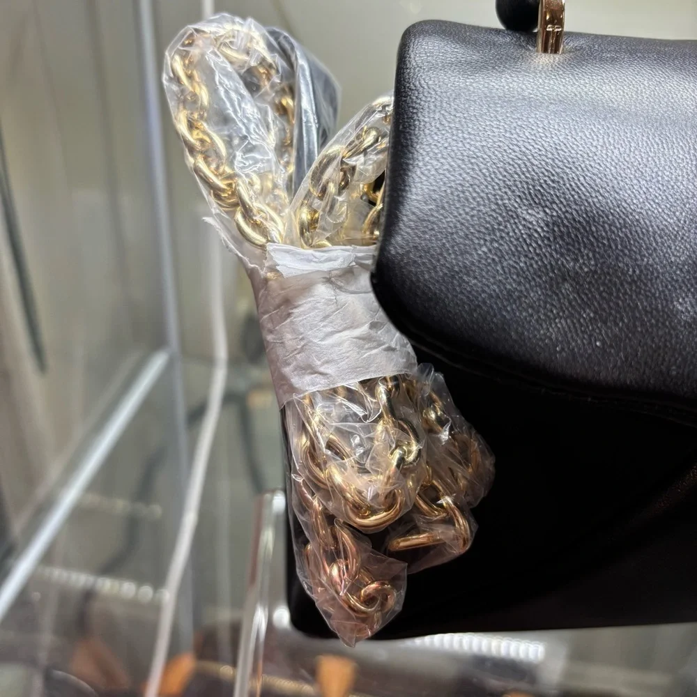 Ted Baker Black Satchel with Gold Accents